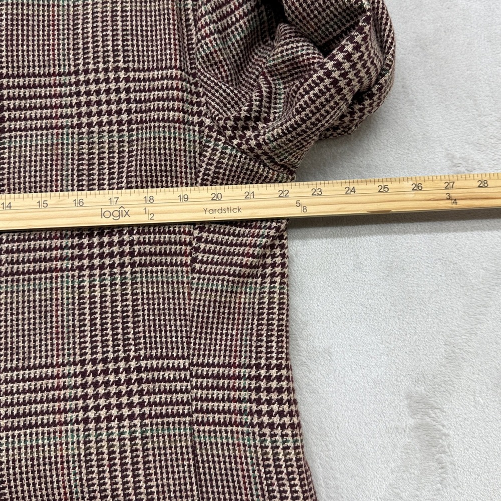 VTG Lands' End Sport Coat Men 40R Burgundy Glen Plaid Wool Tweed Blazer USA Made - Picture 12 of 12